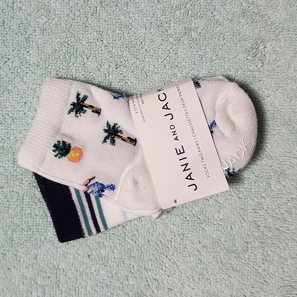 Janie and Jack 2 pack Socks 3-6M Summer